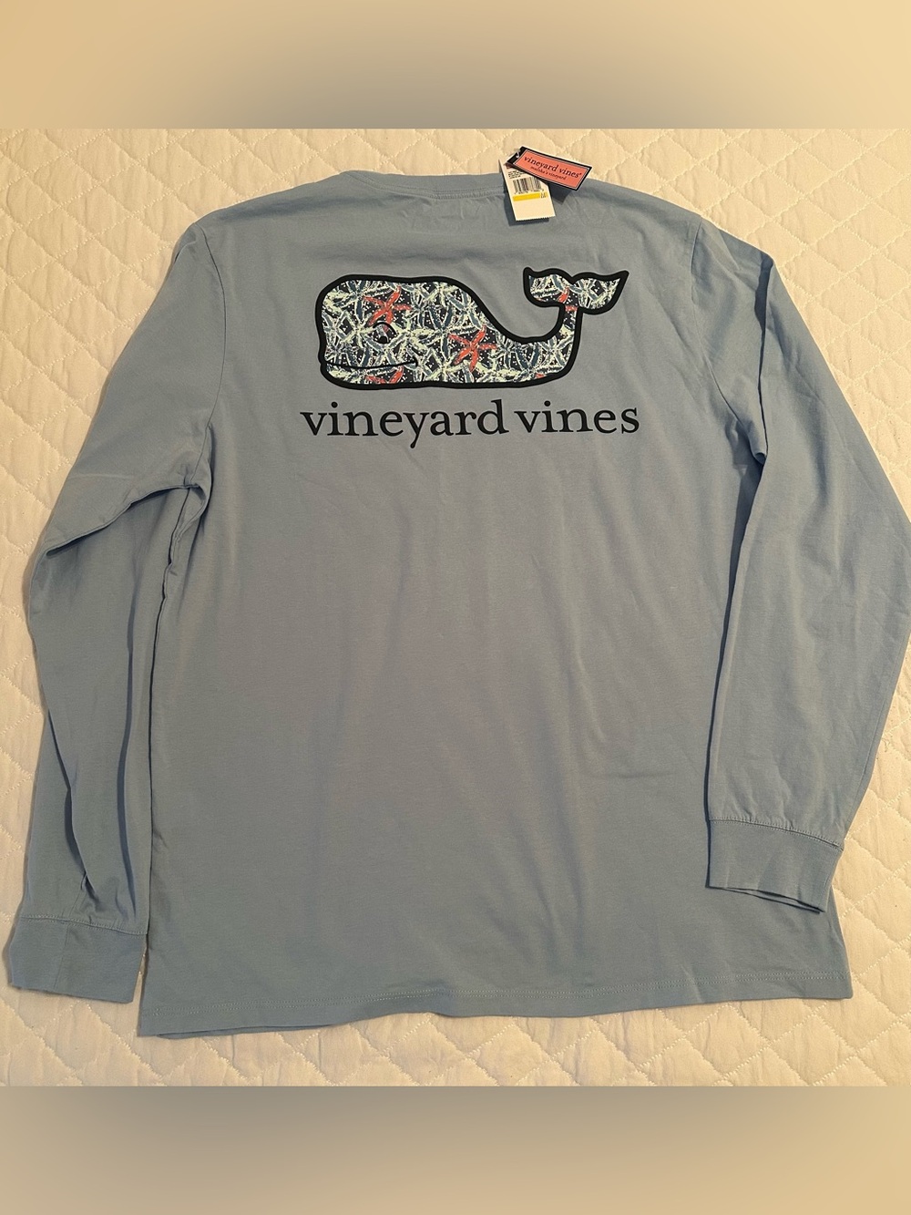 Vineyard Vines Light Blue Long Sleeve Whale Logo Tee